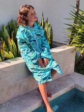Luxe Kids Zip Up Cotton Hooded Towel - Sharky