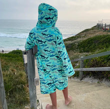 Luxe Kids Zip Up Cotton Hooded Towel - Sharky