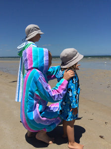 Luxe Kids Zip Up Cotton Hooded Towel - Pink Stripe